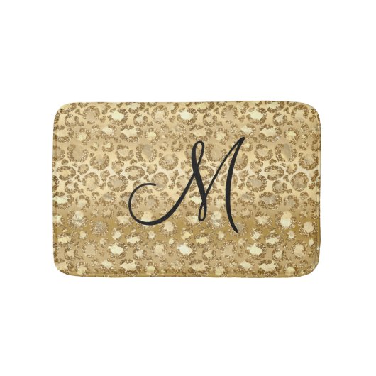 Personalisierter Mit Monogramm Glitzer Leopard Ski Badematte (Vorderseite)