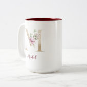 Personalisierter Mit Monogramm Goldbrief M PInk Fl Zweifarbige Tasse (Vorderseite Links)