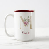 Personalisierter Mit Monogramm Goldbrief M PInk Fl Zweifarbige Tasse (Links)