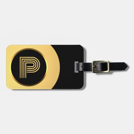 Personalisierter Mit Monogramm Goldbrief P Gepäckm Gepäckanhänger (Vorderseite horizontal)
