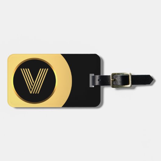 Personalisierter Mit Monogramm Goldbrief V Gepäckm Gepäckanhänger (Vorderseite horizontal)