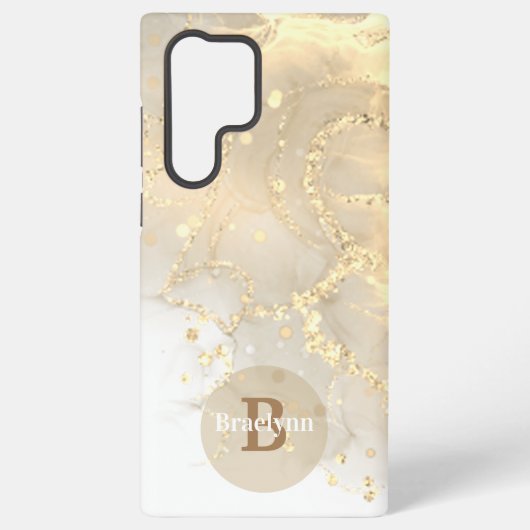 Personalisierter Mit Monogramm Goldmarmor-Glitzer Samsung Galaxy Hülle (Rückseite)