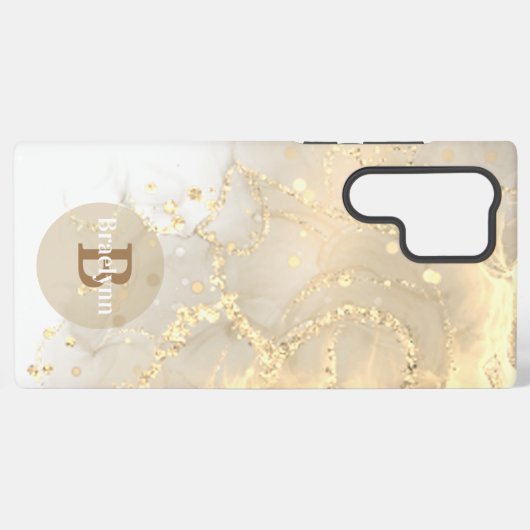 Personalisierter Mit Monogramm Goldmarmor-Glitzer Samsung Galaxy Hülle (Rückseite (Horizontal))