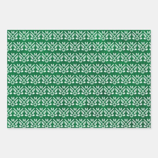 Personalisierter Mit Monogramm Golf Geschenkpapier Set (Vorderseite 3)