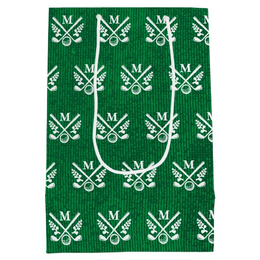 Personalisierter Mit Monogramm Golf Mittlere Geschenktüte (Rückseite)