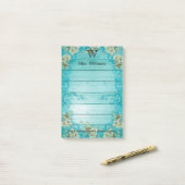 Personalisierter Mit Monogramm Holzhintergrund Post-it Klebezettel (Auf Schreibtisch)