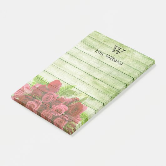 Personalisierter Mit Monogramm Holzhintergrund Post-it Klebezettel (angewinkelt)