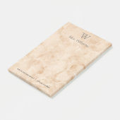 Personalisierter Mit Monogramm Marmor Post-it Klebezettel (angewinkelt)