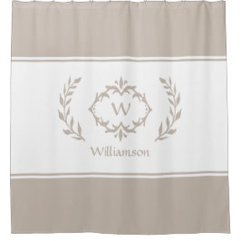 Personalisierter Mit Monogramm Name Anfangsbeige W Duschvorhang