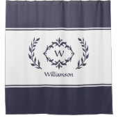 Personalisierter Mit Monogramm Name Anfangsblau Duschvorhang (Vorderseite)