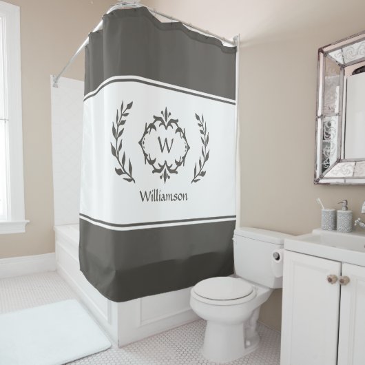 Personalisierter Mit Monogramm Name Anfangsbraun w Duschvorhang (Beispiel)