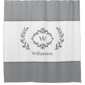 Personalisierter Mit Monogramm Name Initial Gray & Duschvorhang (Vorderseite)