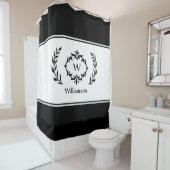 Personalisierter Mit Monogramm Name Schwarz-weiß Duschvorhang (Beispiel)