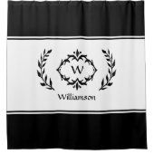 Personalisierter Mit Monogramm Name Schwarz-weiß Duschvorhang (Vorderseite)