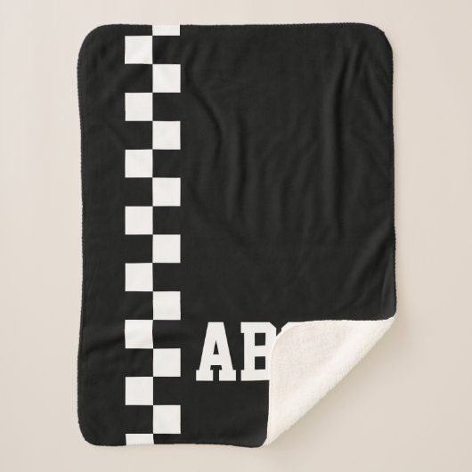 Personalisierter Mit Monogramm Racing Flag Sport T Sherpadecke (Vorderseite)
