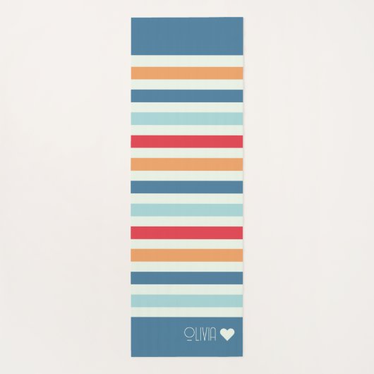 Personalisierter Mit Monogramm Streifen Yogamatte (Rückseite)