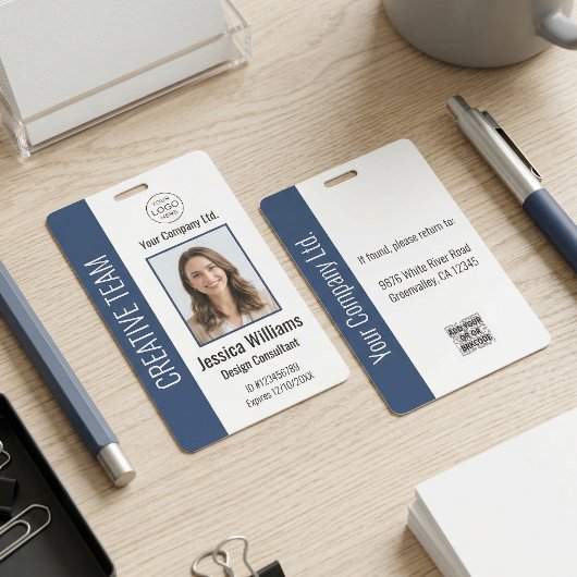 Personalisierter Mitarbeiter Ausweis Blau für Unte