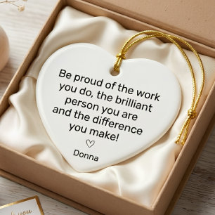 Personalisierter Mitarbeiter-Dankeschön-Herz Keramik Ornament