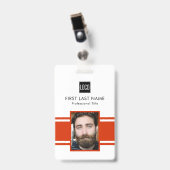 Personalisierter Mitarbeiter | Foto der Roten Logo Ausweis (Vorderseite mit Clip)