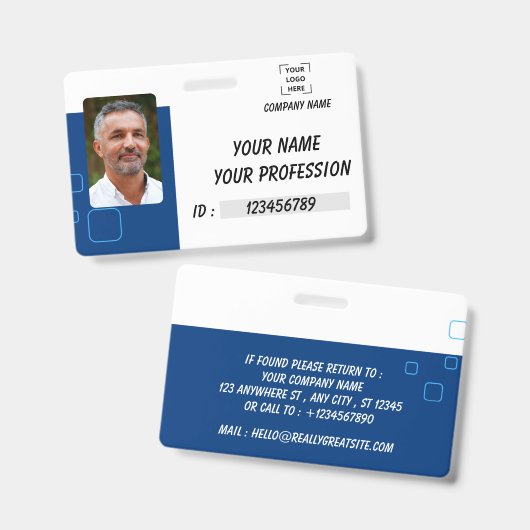 Personalisierter Mitarbeiter-Fotoausweis Ausweis (Vorder- & Rückseite)