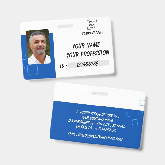 Personalisierter Mitarbeiter-Fotoausweis Ausweis (Vorder- & Rückseite)