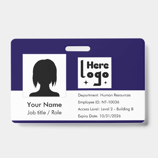 personalisierter Mitarbeiter-ID-Ausweis mit QR-Cod Ausweis (Vorderseite)