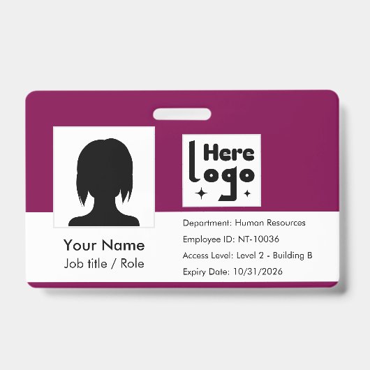 Personalisierter Mitarbeiter-ID-Ausweis mit QR-Cod Ausweis (Vorderseite)