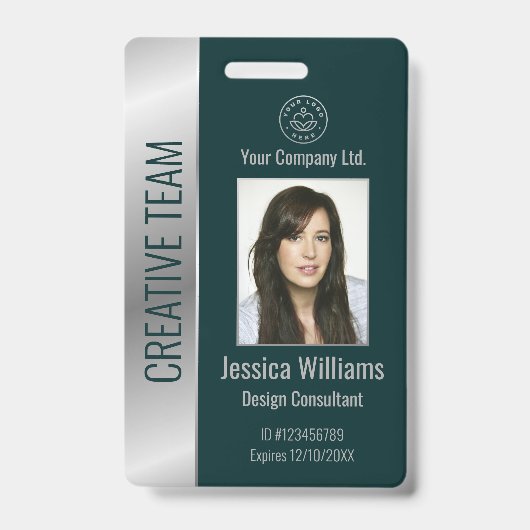 Personalisierter Mitarbeiter im Unternehmen Silver Ausweis (Front)