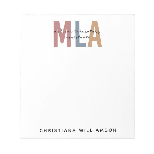 Personalisierter MLA Medical Laborant Notizblock (Vorderseite)