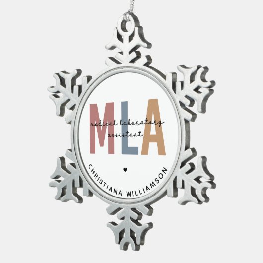 Personalisierter MLA Medical Laborant Schneeflocken Zinn-Ornament (Rechts)