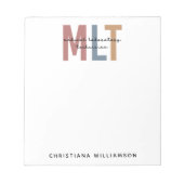 Personalisierter MLT Medizinischer Labortechniker Notizblock (Vorderseite)