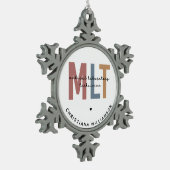Personalisierter MLT Medizinischer Labortechniker Schneeflocken Zinn-Ornament (Links)