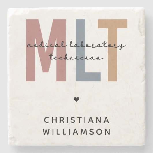 Personalisierter MLT Medizinischer Labortechniker Steinuntersetzer (Vorderseite)