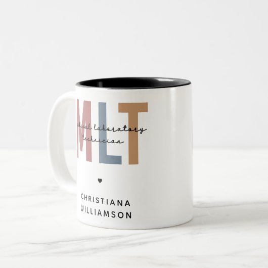 Personalisierter MLT Medizinischer Labortechniker Zweifarbige Tasse (Vorderseite Links)
