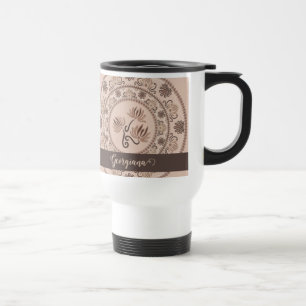 Personalisierter Mocha-Rococo-Revival-Dot-Mandala Reisebecher