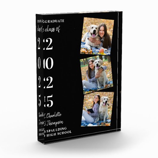 Personalisierter moderner Abschluss Keepake Collag Fotoblock (Links)