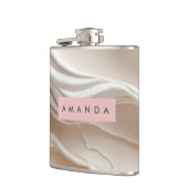 Personalisierter, moderner Abstrakter Cremwirbel Flachmann (Links)