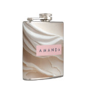 Personalisierter, moderner Abstrakter Cremwirbel Flachmann (Rechts)