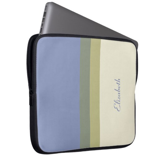 Personalisierter, moderner blauer cremefarbener Fa Laptopschutzhülle (Vorne Rechts)