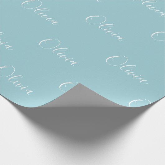 Personalisierter, moderner Blue Green Script-Name Geschenkpapier