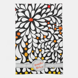 Personalisierter, moderner Blume warm ombre print Geschirrtuch