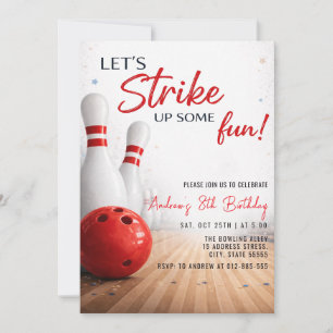 Personalisierter moderner Bowling-Geburtstag Einladung