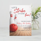 Personalisierter moderner Bowling-Geburtstag Einladung (Stehend Vorderseite)