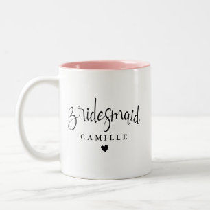 Personalisierter moderner Brautjungfer-Hochzeitska Zweifarbige Tasse