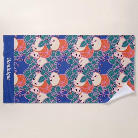 Personalisierter, moderner Bud & Blume Pattern Str Strandtuch (Vorderseite)