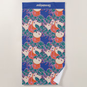 Personalisierter, moderner Bud & Blume Pattern Str Strandtuch (Vorderseite)