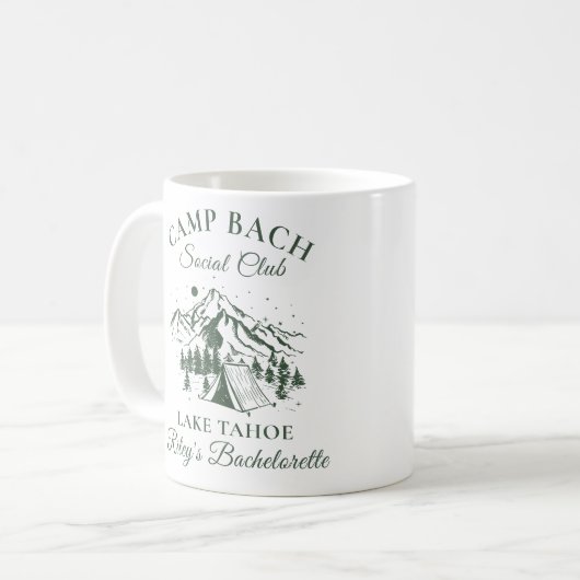 Personalisierter moderner Camp-Junggeselinnen-Absc Kaffeetasse (Vorderseite Links)