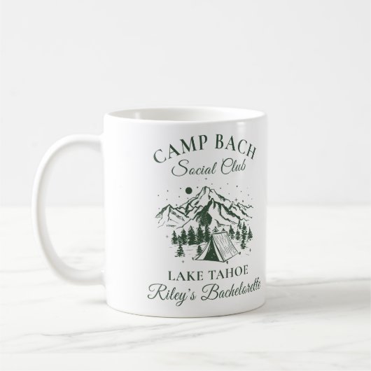 Personalisierter moderner Camp-Junggeselinnen-Absc Kaffeetasse (Links)
