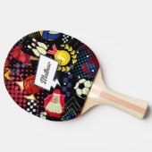 Personalisierter, moderner Comic-Stil, farbenfroh Tischtennis Schläger (Seitenansicht)