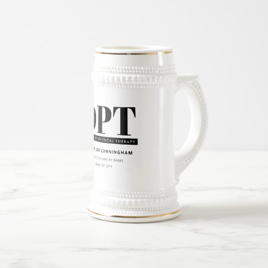 Personalisierter moderner DPT Arzt für Physikalisc Bierglas (VorderseiteRechts)